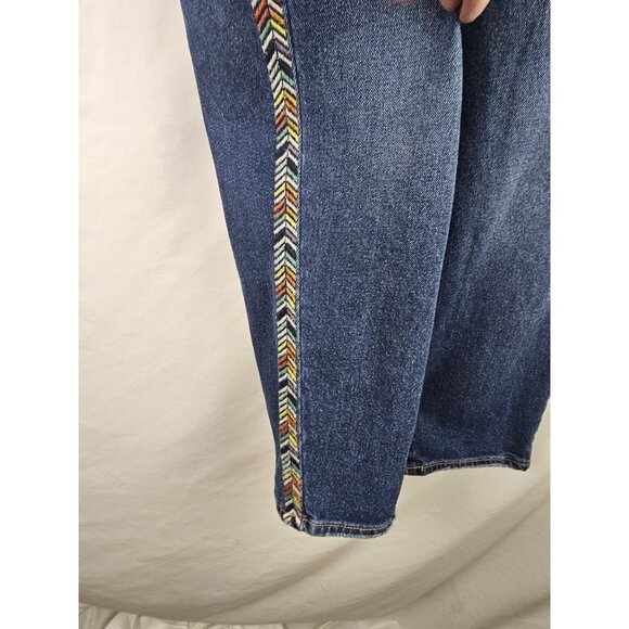 Knox Rose Women's Jeans Size 10 Blue Distressed Side Embroidered Denim Pants - Picture 6 of 12
